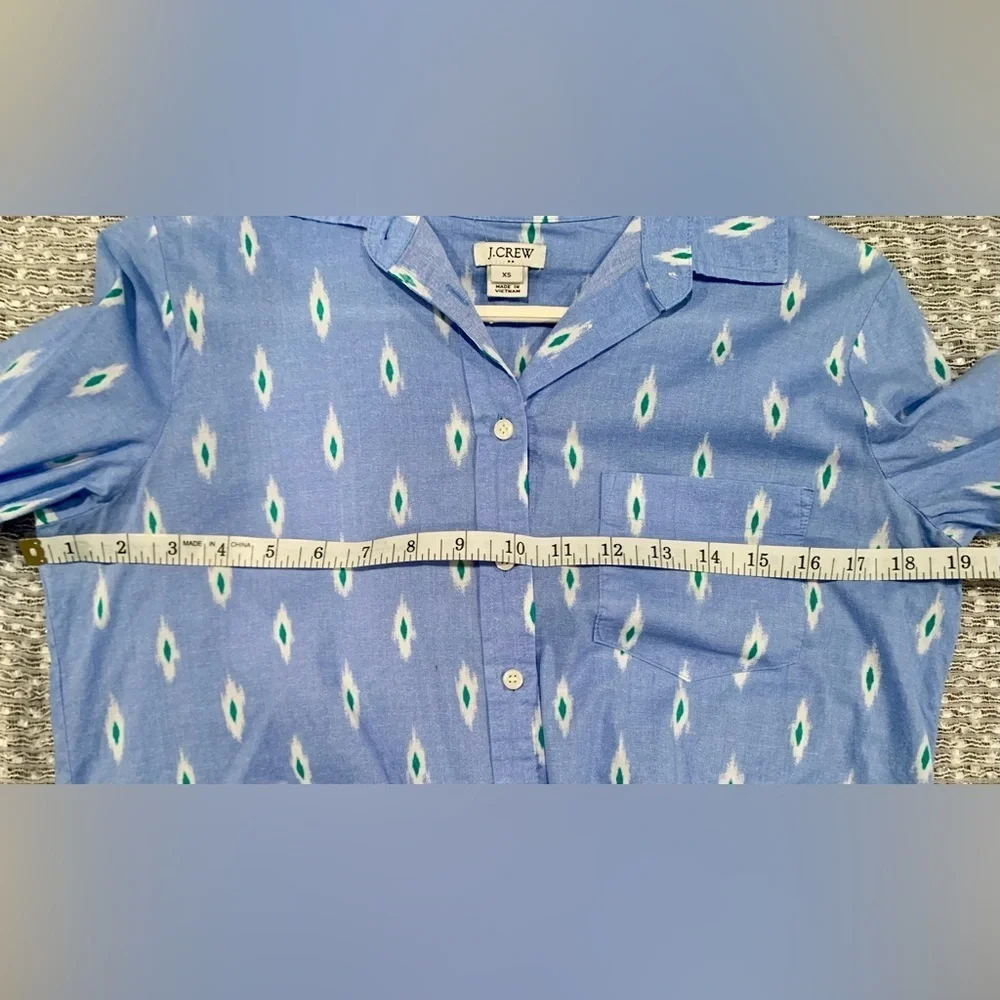 J.Crew Light Blue and Green Patterned Shirt - XS